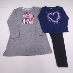 Cozy Cat Nightgown and Heart Outfit Size 7/8